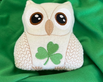 St Patrick's Day Plush Owl, Gift for Kids, Shamrock, Toy for Baby, Stuffed Animal, Friend Gift, Kids Toy, Baby Shower Gift, Kid Birthday