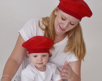 7325 Mommy And Me Matching Beret Hats Wool French Cap, Royal ZLYC Mommy and Me Matching Beret Hats Wool French Beret Cap  main image 3