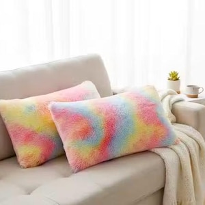 Conjunto de 2 capas de almofada abstratas de pelúcia macia, capas de almofada de poliéster fofas, almofadas decorativas modernas, decoração aconchegante para sofá e quarto