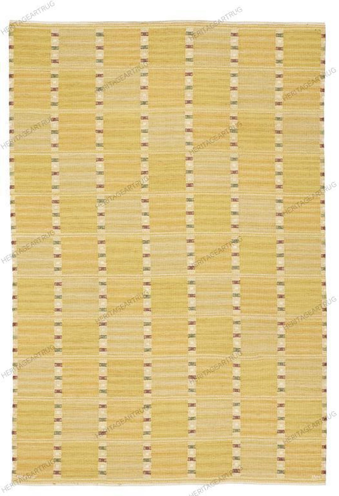 Handwoven Yellow Striped Kilim Rug – Natural Fiber Boho Farmhouse ...