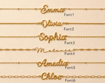 Personalisierte Namen Halskette, benutzerdefinierte Script Name Schmuck, zierliche Gold Silber Rosegold Halskette, Geburtstagsgeschenk für sie, minimalistisches Geschenk für sie