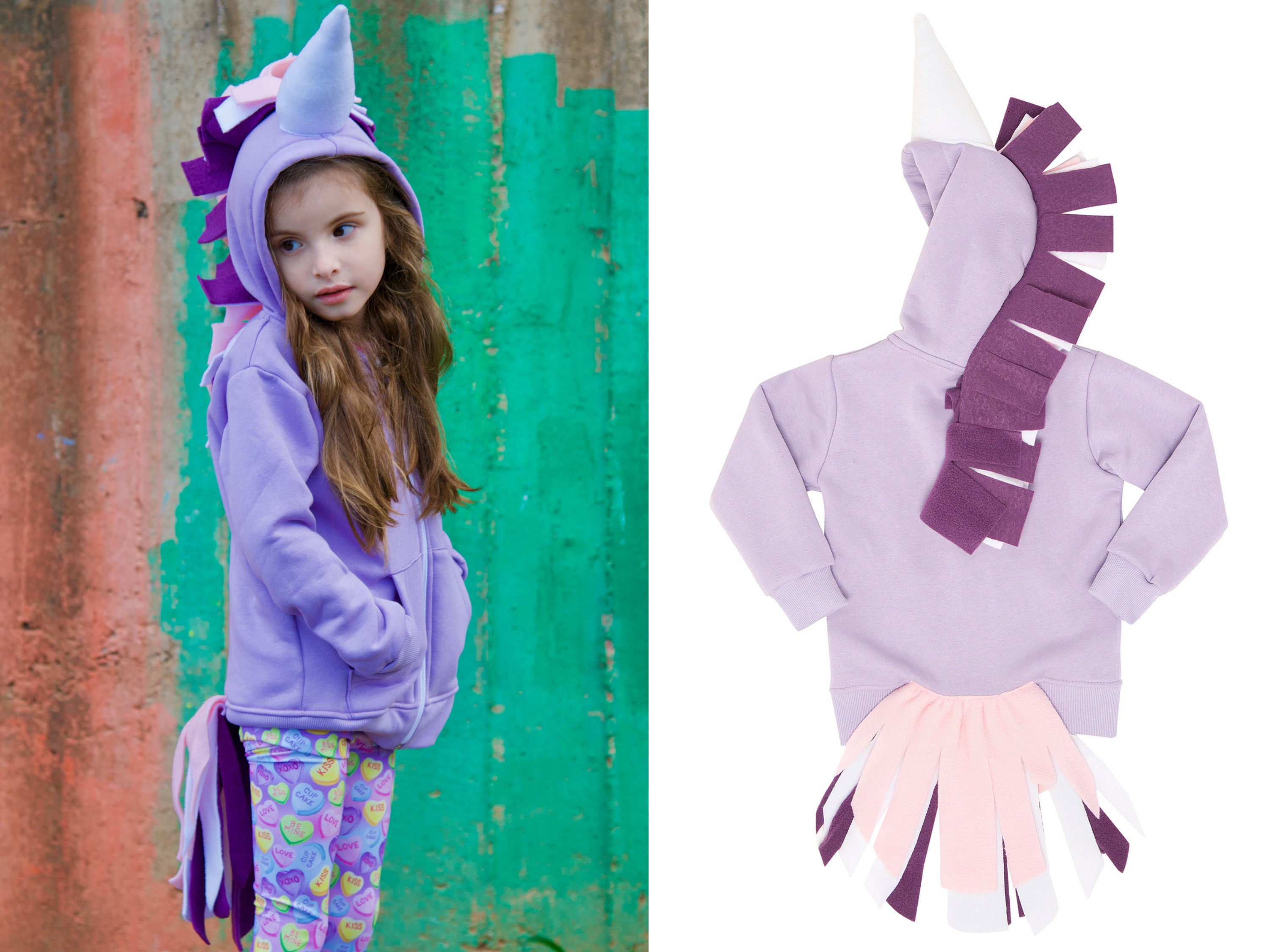 Girl Unicorn Hoodie / Hoodie with Unicorn Horn / Purple Etsy