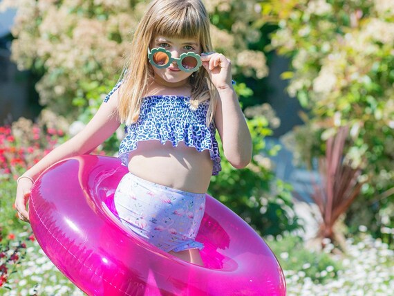 Traje de baño violeta flamingo de dos piezas traje de baño | Etsy México