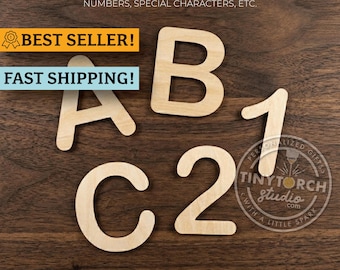 Unfinished Wooden Letters, Numbers, Special Characters, Craft Projects, Laser Cut Wood Shapes and Letters