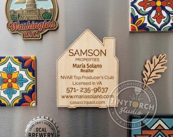 Custom Engraved Realtor Magnets, House Shaped, Personalized