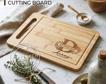 Personalized Bamboo Cutting Board, Engraved Charcuterie Board, Wedding Anniversary Gift
