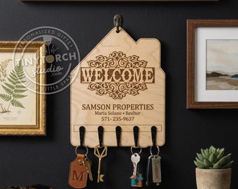 Custom Promotional Key Holders, House Shaped, Laser Engraved