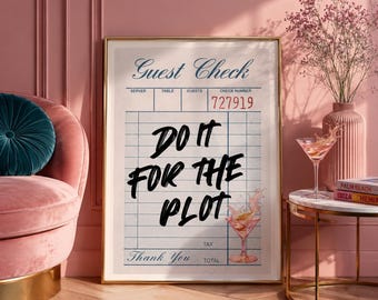 Poster per il conto degli ospiti, cartello di benvenuto, stampa artistica da parete per dormitorio preppy, decorazione murale con scontrino di ristorante retrò