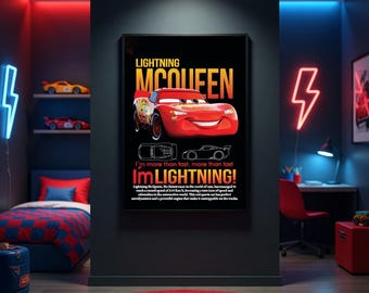 Lightning McQueen kunst aan de muur, Disney Cars film kinderkamer poster print, Sally Carrera kinderkamer decor, slaapkamer poster racen