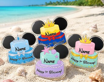 Personalized Birthday Cake Magnet, Custom Disney Princess Cruise Door Decor, Cinderella Snow White Jasmine Fridge Gift, WDW Disneyland Gift