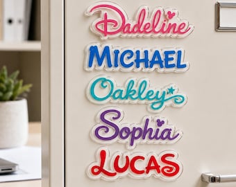 Custom Name Locker Magnet | Personalized Disney Font Name Plate | Cute Acrylic School Locker Decor | Custom 3D Name Tag Fridge Magnet