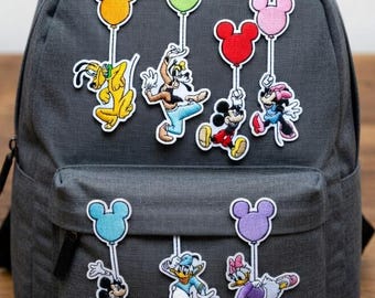 Broderad Disney-ballonglapp, Musse Mimmi Kalle Daisy Långbens stryklapp, Söt Disney-figurslapp, Jacka- och ryggsäckslapp