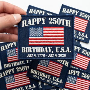 USA 250th Birthday Embroidered Patch, American Flag Iron On Patch, 1776–2026 USA Patch, Independence Day 4th of July, Jacket Backpack Patch