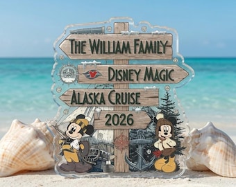 Personalized Directional Sign Mickey Friends Alaska Cruise Magnet, Disney Wonder Magic Door Decor, Custom Family Alaskan Cruise Gift