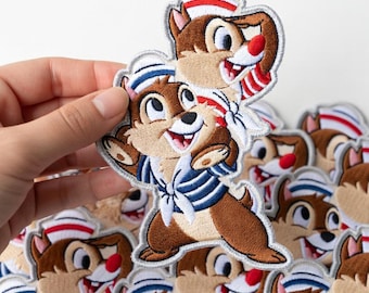 Naszywka z haftem Disney Chip i Dale Sailor, naszywka do prasowania Chip Dale, naszywka z postacią Disneya, prezent na kurtkę i plecak