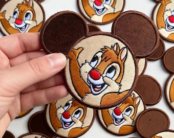 Naszywka z haftowaną głową Myszki Miki z filmu Disney Dale, naszywka do prasowania z motywem Dale'a i Wiewiórek, naszywka z postacią Disneya, prezent na kurtkę i plecak