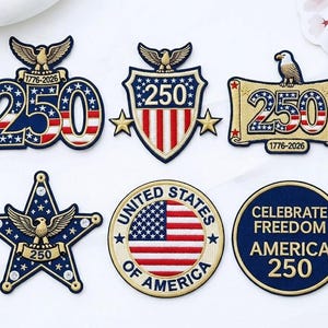 アメリカ建国250周年記念刺繍パッチ、アメリカ1776-2026アイロン接着パッチ、愛国的なアメリカパッチ、独立記念日7月4日、ジャケット・バックパック用パッチ