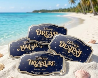 Personalized Disney Cruise Plaque Magnet Ship Name Door Magnet, Family Stateroom Door Decor, Custom Acrylic Plaque, Wish Dream Magic Gift