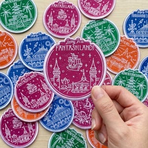 Disneyland Lands Embroidered Patch, Adventureland Frontierland Fantasyland Tomorrowland Iron On Patches, Disney Park Applique Gift