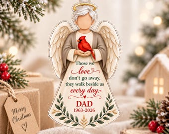 Personalized Cardinal Angel Memorial Ornament 2026, In Angels Arms Christmas Remembrance Keepsake, Flat Acrylic, Sympathy Loss of Loved One