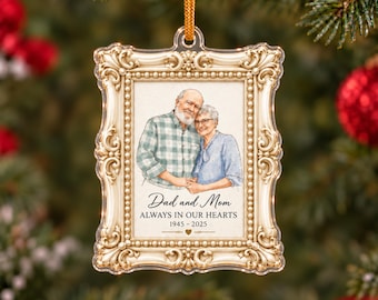 Personalized Memorial Christmas Ornaments, Custom Watercolor Portrait from Photo, Remembrance Keepsake Gift for Loss of Loved One