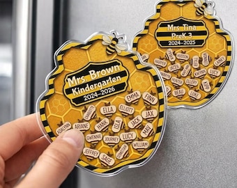 Aimant shaker personnalisé nid d'abeille pour professeur, cadeau personnalisé pour professeur avec noms d'élèves, cadeau de remerciement pour professeur, merci de fin d'année