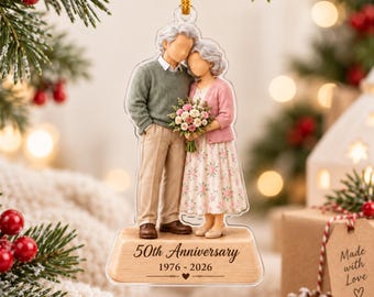 Personalized 50th Wedding Anniversary Ornament 2026, Custom Couple Names & Years Acrylic Keepsake, Golden Anniversary Gifts for Grandparents
