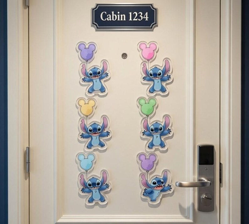 Stitch Door Magnet, Cute Stitch Mickey Balloon Stateroom Decor, WDW Disneyland Gift, Magic Kingdom Fridge Magnet image 3