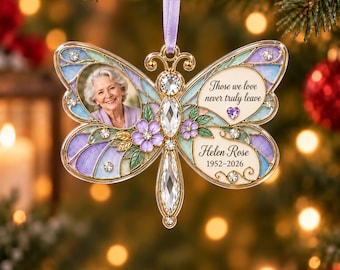 Personalized Dragonfly Memorial Photo Acrylic Ornament, Those We Love Never Truly Leave Keepsake, Flat Acrylic, Sympathy Loss of Loved One