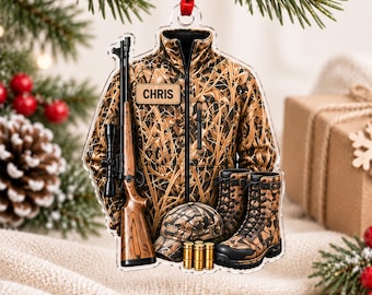 Personalized Hunting Ornament for Christmas, Custom Name Camo Jacket OrnamentGift for Deer Hunting Lovers, Hunter Christmas Ornament 2026