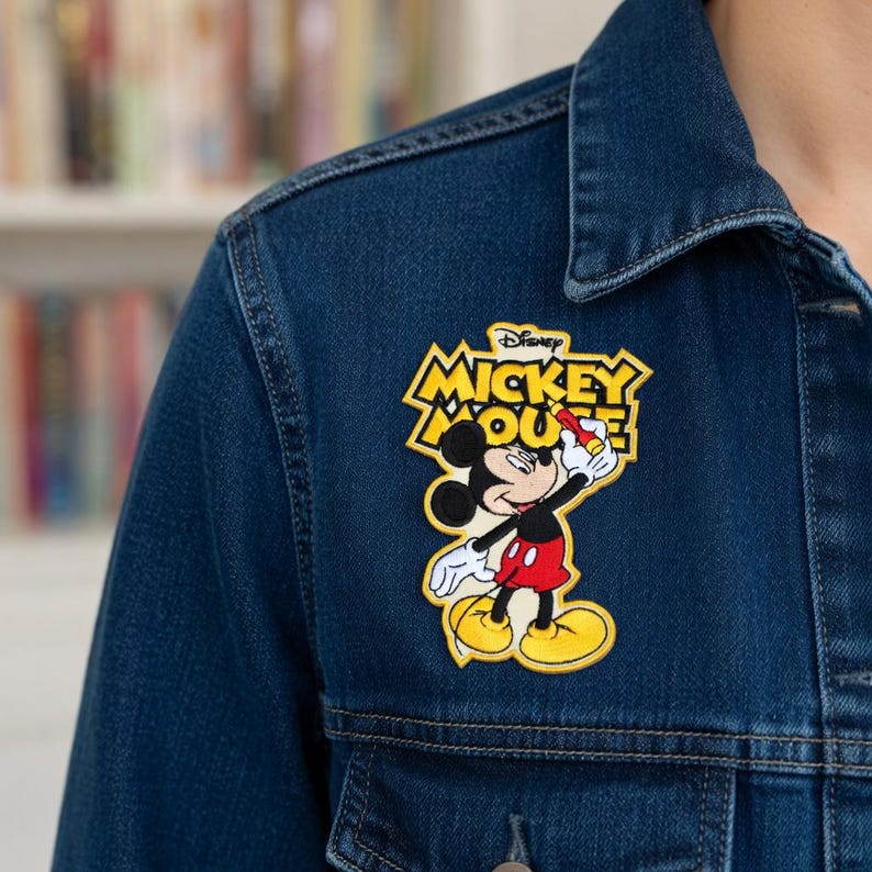 Disney Musse Pigg Broderad Tygmärke, Musse Pigg Stryk-på Tygmärke, Disney Figur Tygmärke, Jacka Ryggsäck Gåva bild 3