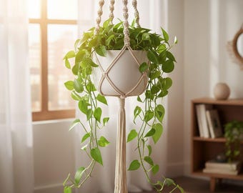 Boho Plant Hanger | Macrame Style Indoor Sling DIY | Modern Hanging Planter | Minimalist Home Greenery | Beginner Digital PDF