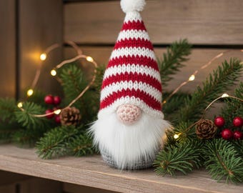 Winter Cabin Gnome Pattern | Striped Nordic Tomte Plush (Digital PDF Pattern)