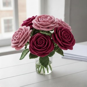 Realistic Rose Crochet Pattern | Eternal Flower Bouquet | Handmade Floral Decor | Wedding Rose DIY | Beginner Digital PDF Pattern