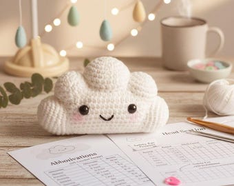 3D Amigurumi Cloud Pattern | Kawaii Smiling Plushie Toy | Nursery Soft Room Decor | Happy Weather Stuffed Friend | Beginner Digital PDF