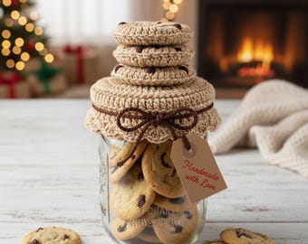 Crochet Cookie Jar Topper Pattern | Realistic Chocolate Chip Stack, Beginner DIY (Digital PDF Pattern)