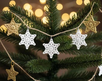 Crochet Snowflake Pattern | Lacy Star Ornament, Winter Garland (Digital PDF Pattern)