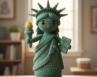 Lady Liberty Amigurumi Pattern | Statue of Liberty Plush DIY | Patriotic American Icon Toy | New York Souvenir Crochet