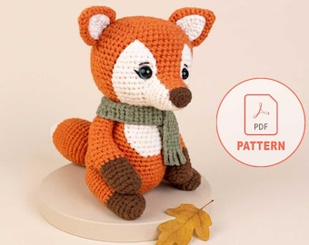 Chubby Crochet Fox | Orange Forest Amigurumi | Scarfed Autumn Fox DIY | Woodland Shelf Sitter | Beginner Digital PDF Pattern