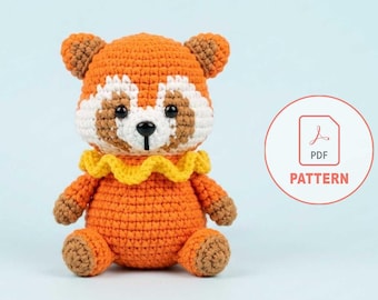Crochet Raccoon Amigurumi Pattern | Orange Forest Bandit Plushie (PDF Pattern)