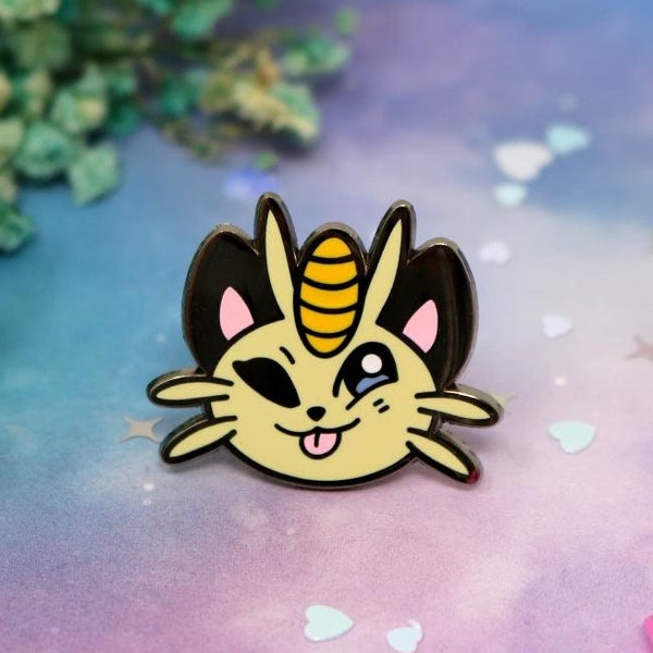 Harde emaille pin Meowth Kitty fanart