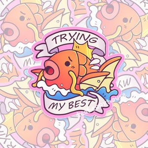 Magikarp Trying My Best Fanart | Waterproof Vinyl Sticker