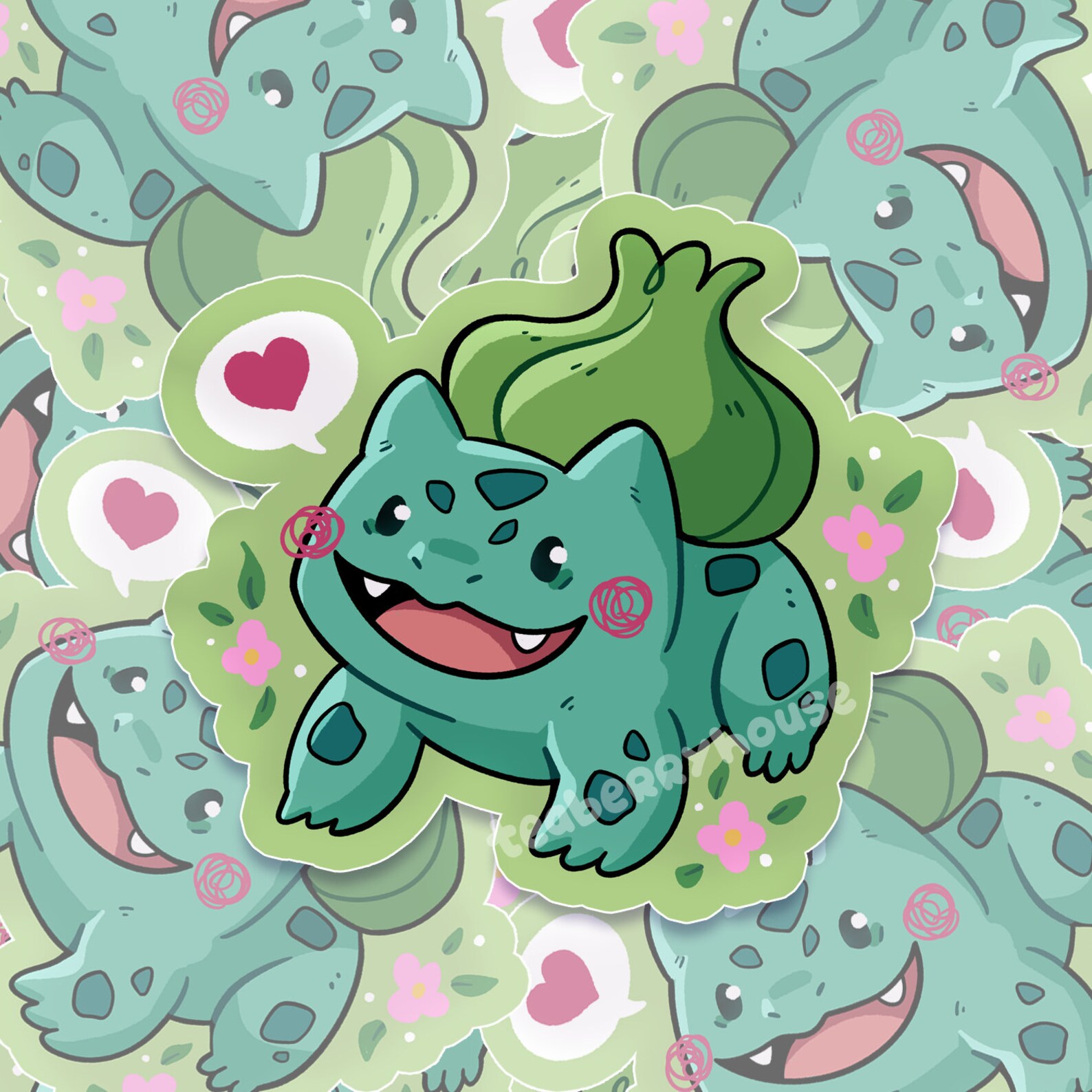 Cute Bulbasaur Sticker | Waterproof Vinyl PKMN Fanart - Etsy