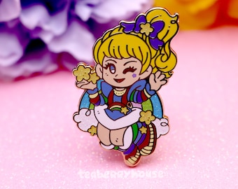 Rainbow 80s Girl Cartoon Fanart Hard Enamel Pin