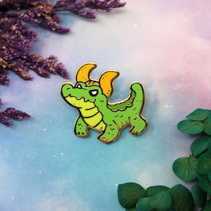Trickster Alligator God Lokigator 35mm hard enamel pin