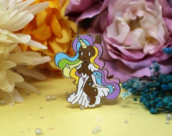 Pin de esmalte duro con forma de unicornio mágico de arcoíris pastel