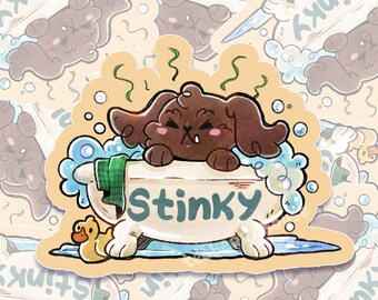 Stinky Boy | Shih-tzu Dog Bath Time | Waterproof Vinyl Sticker