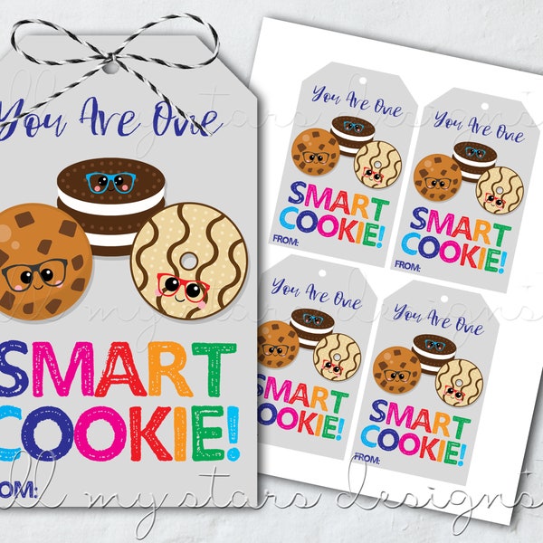 PRINTABLE You Are One Smart Cookie! Tag | Instant Download | Chocolate Chip Cookie Treat Tag | Classroom Cookie Tag | End of School Goodies