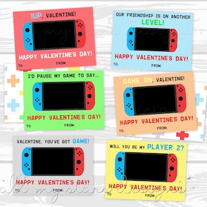 IMPRIMABLE GAMER Saint-Valentin ~ lot de 6 cartes de Saint-Valentin | Téléchargement instantané | Dos coordonné inclus | Commutateur | Saint-Valentin pour les enfants