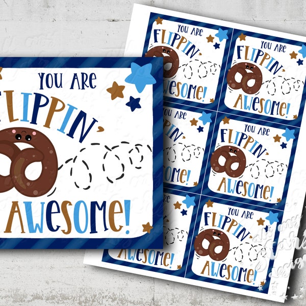 PRINTABLE You Are FLIPPIN' Awesome! Printable Pretzel Tag | Instant Download | Pretzel Thank You | Chocolate Pretzels | Teacher Appreciation
